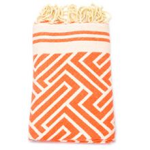 Fouta Jacquard Labyrinth - Neon Orange Fish