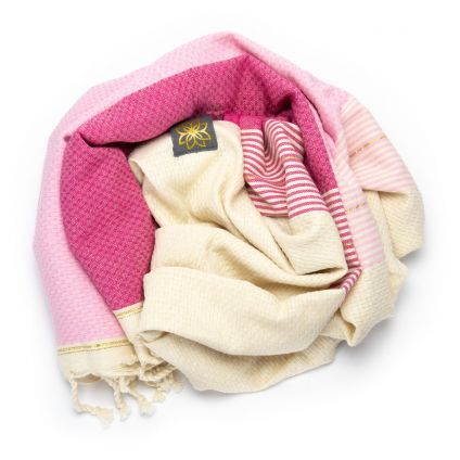 Fouta Wabenmuster - SPECIAL EDITION Fuchsia Flower